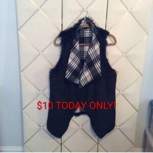 3 for $25! Faux Fur and Flannel Reversible Vest!